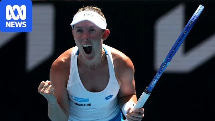 Joueuse de tennis célébrant une victoire sur le court Joueuse de tennis célébrant une victoire sur le court