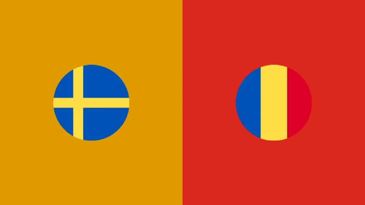 Drapeaux de la Suède et de la Roumanie sur fond coloré Drapeaux de la Suède et de la Roumanie sur fond coloré